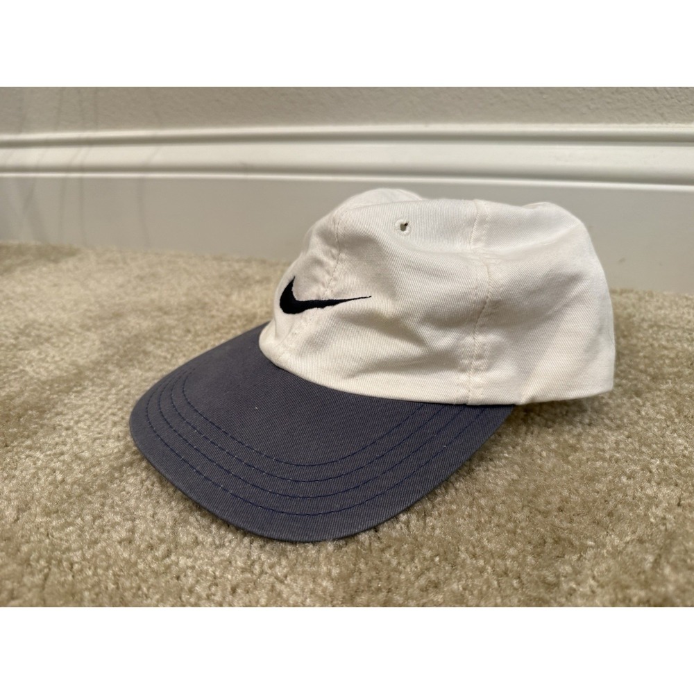 Vintage Nike Golf Hat White/Black 90s Made In USA 100% Cotton White Tag 7 1/8 - Picture 2 of 8